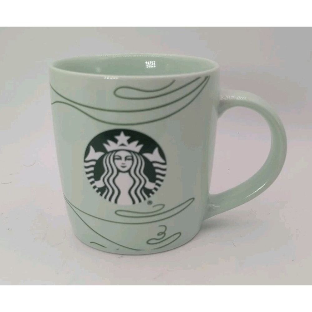 STARBUCKS Holiday 2020 Mug Mint Green Swirl Mermaid Logo Coffee Cup 12 oz